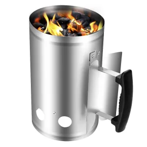 BEAU JARDIN Charcoal Chimney Starter 11"X7" for Grill Barbecue BBQ Galvanized Steel BBQ008