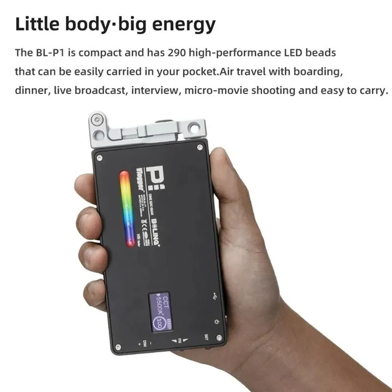 Bl-P1 Portable Rgb Pocket Fill Light Full Colour 2500-8500K Photography Camera Light