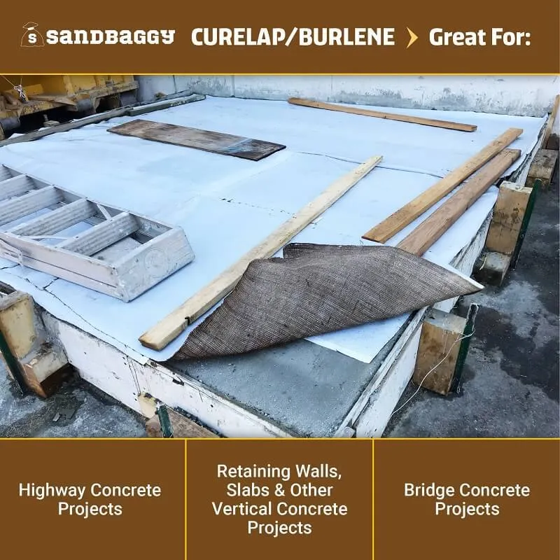 Burlap Concrete Curing Blankets - Curelap - Burlene - 10 ft Width