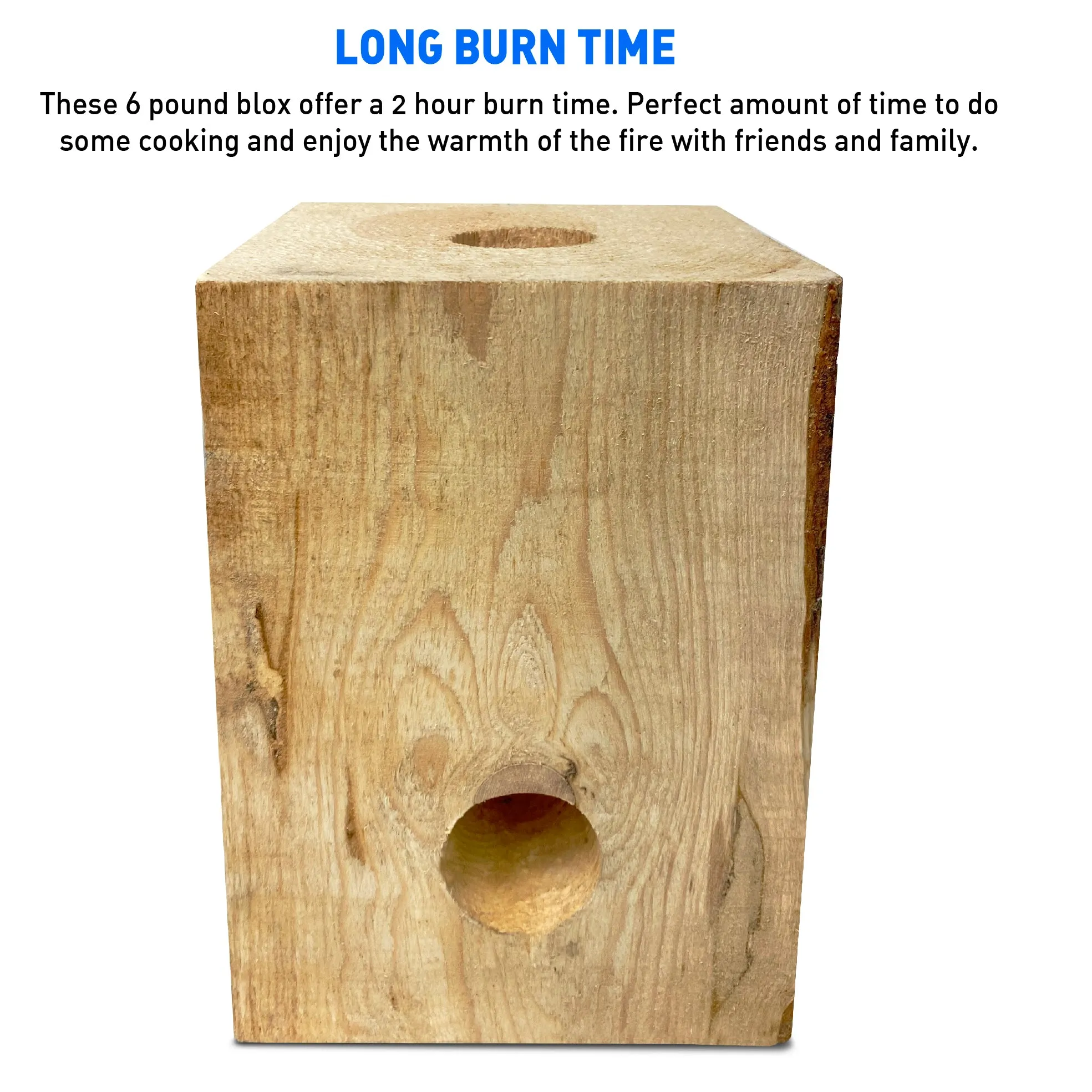 Burning BLOX Campfire Bonfire Firewood – Easy Light – Easy Clean-Up – Great for Camping, Beach and Cooking – Burns from Inside Out – 8” x 8” X 8” – Burns 2 Hours - Bonus 2 Fatwood Starters – Qty 1