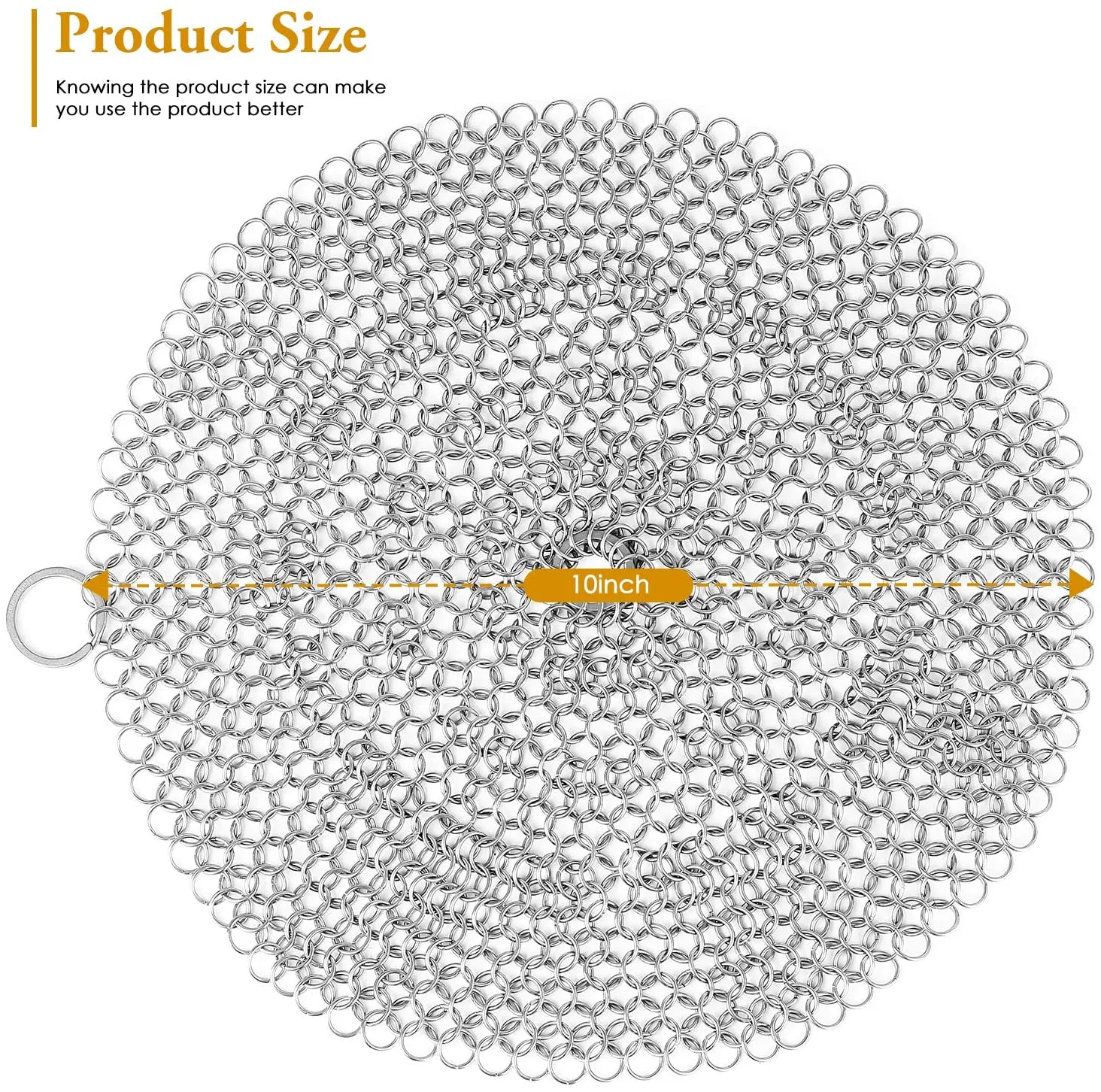 Camabel 10”x10” 316 Stainless Steel Cast Iron Cleaner Round Chainmail Scrubber