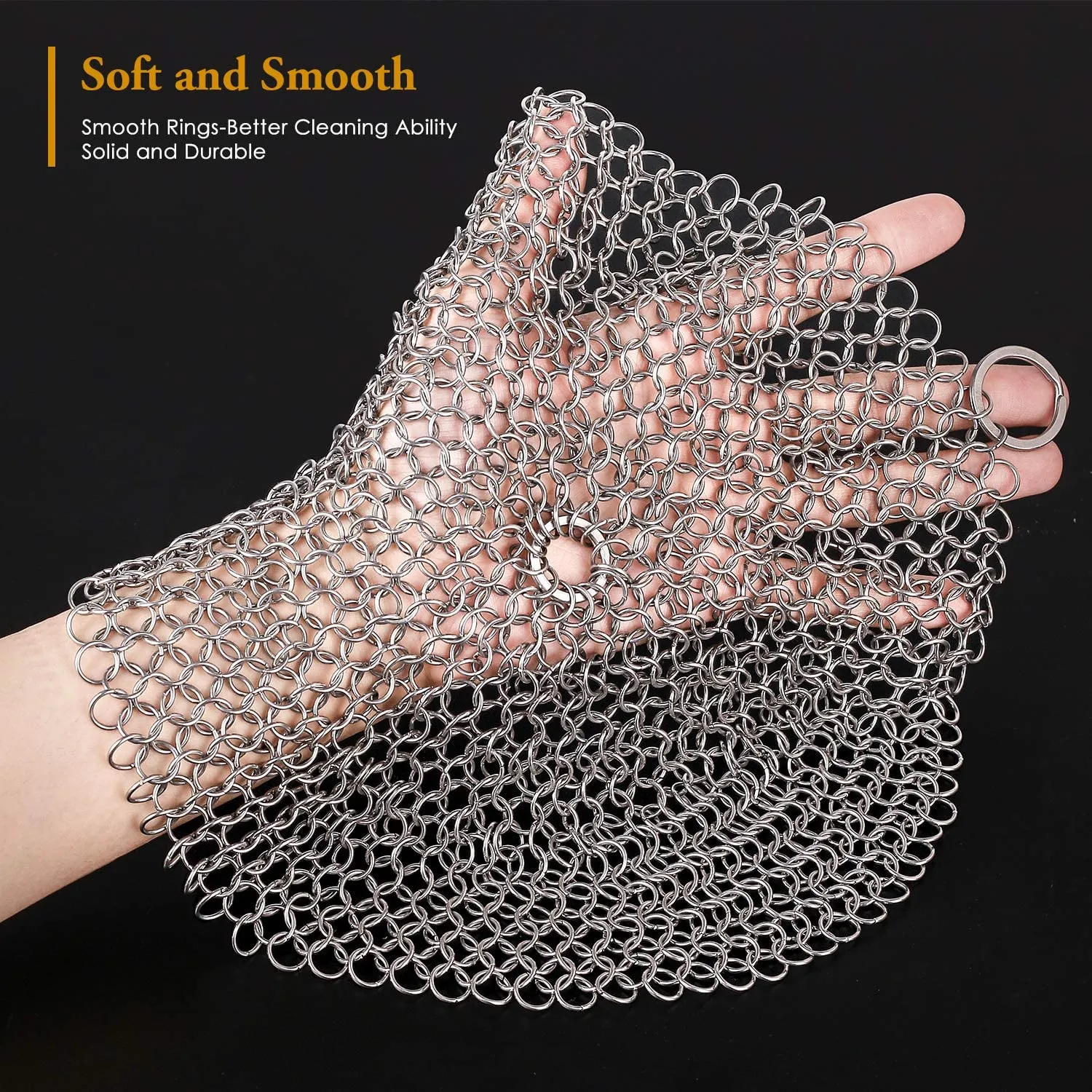 Camabel 10”x10” 316 Stainless Steel Cast Iron Cleaner Round Chainmail Scrubber