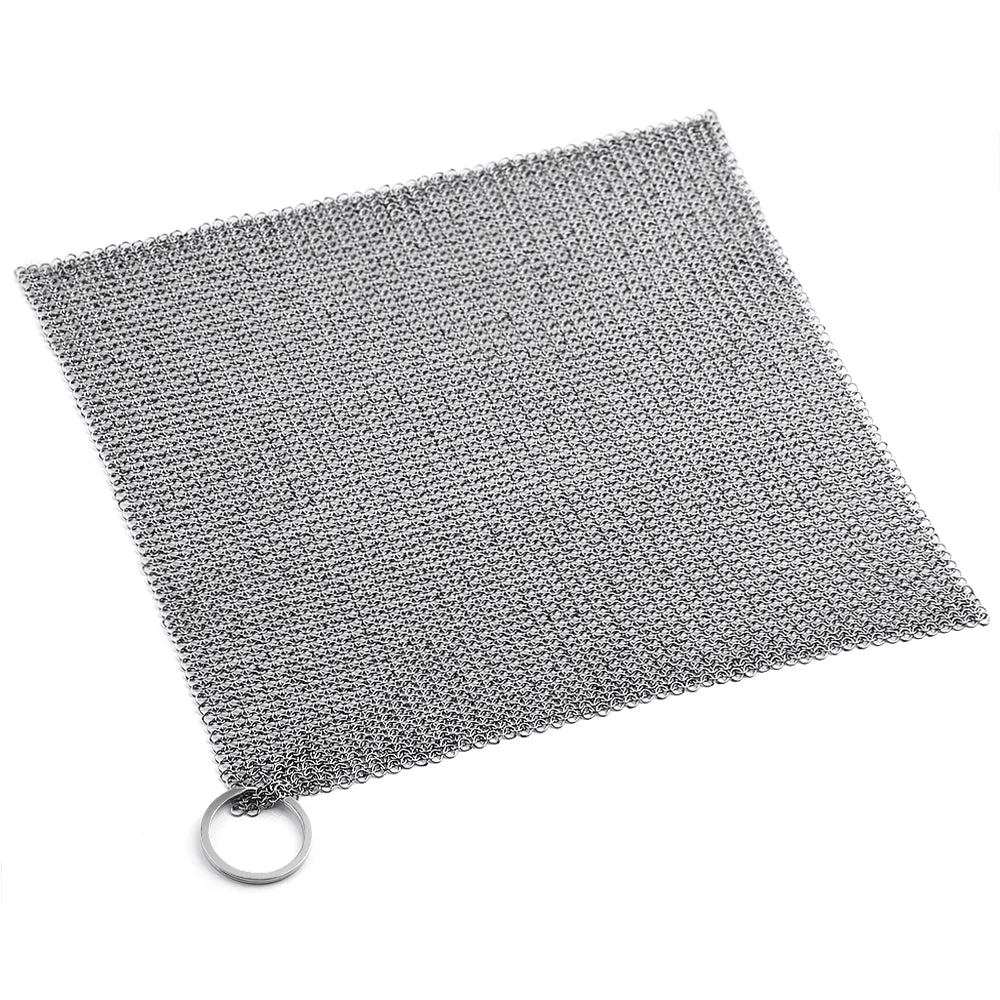 Camabel 8”x8” Cast Iron Cleaner Mesh Small Rings with 3.8mm Opening for Cast Iron Pans