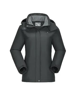 CAMEL CROWN Women's Ski Jacket Thicken Winter Snow Coat Warm Fleece Mountain Waterproof Female Jacket Hooded Windbreaker Grey L