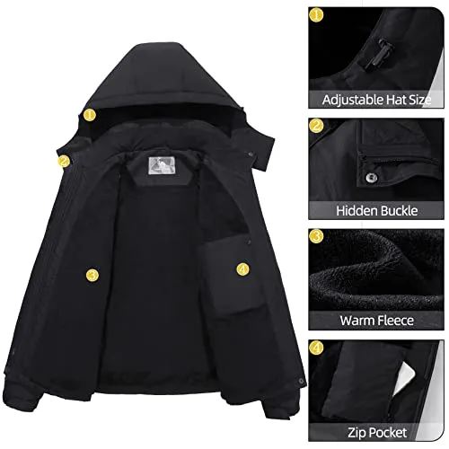 CAMEL CROWN Women's Ski Jacket Thicken Winter Snow Coat Warm Fleece Mountain Waterproof Female Jacket Hooded Windbreaker