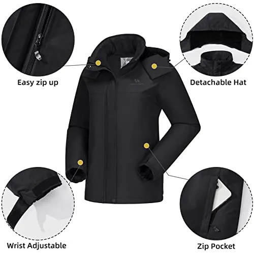CAMEL CROWN Women's Ski Jacket Thicken Winter Snow Coat Warm Fleece Mountain Waterproof Female Jacket Hooded Windbreaker