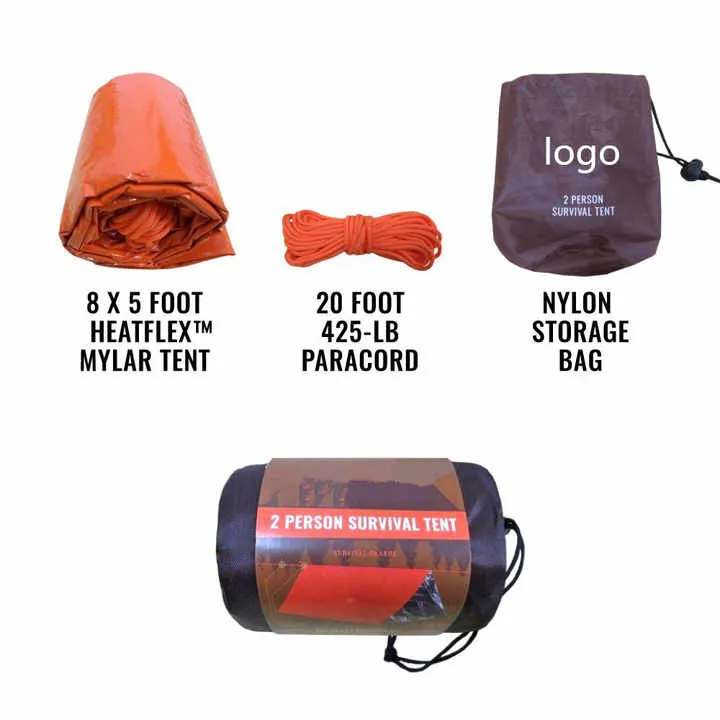 Custom Logo Life Tent 2 Person Rescue Emergency Survival Shelter Tube Tent خيمة إنقاذ مخصصة بشعار شخصي، خيمة أنبوبية للنجاة في حالات الطوارئ، مناسبة لشخصين