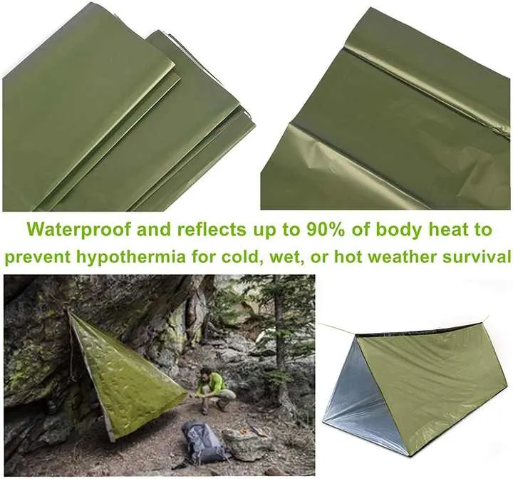 Custom Logo Life Tent 2 Person Rescue Emergency Survival Shelter Tube Tent خيمة إنقاذ مخصصة بشعار شخصي، خيمة أنبوبية للنجاة في حالات الطوارئ، مناسبة لشخصين