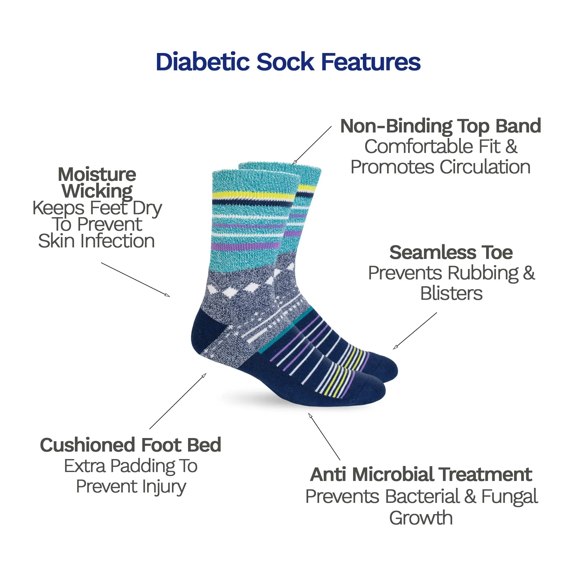 Dr. Segal's Premium Diabetic Socks- Blue Stars