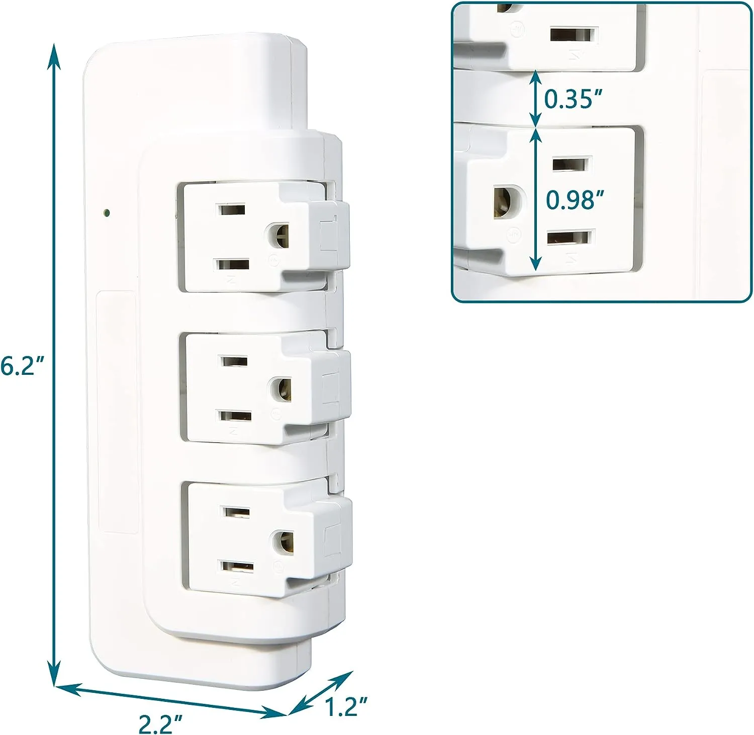 E-Macht Portable Power Strip Tower 3 Outlets with Extender Multi Sockets Wall Mount for Home Office (2 pcs without shelf)