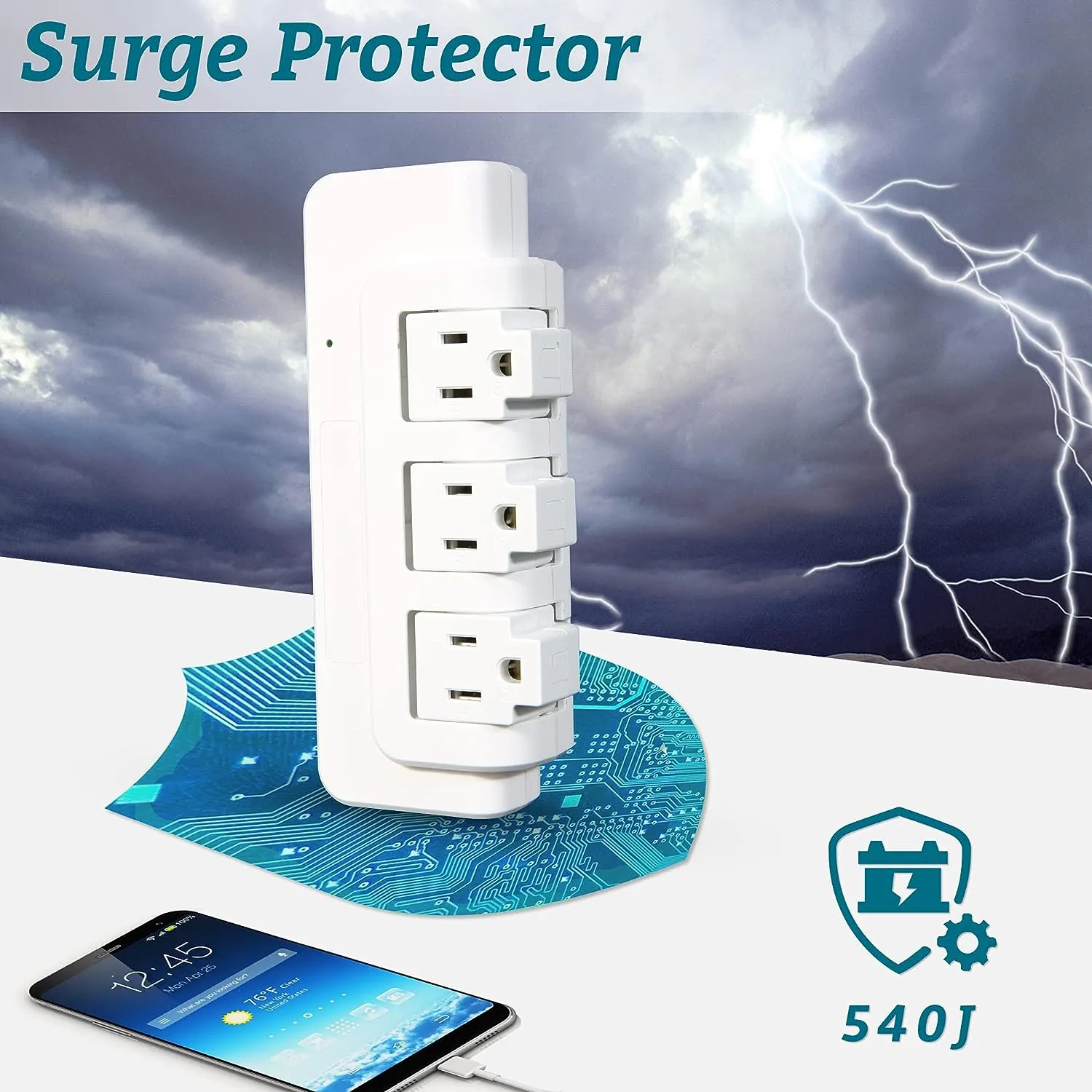E-Macht Portable Power Strip Tower 3 Outlets with Extender Multi Sockets Wall Mount for Home Office (2 pcs without shelf)