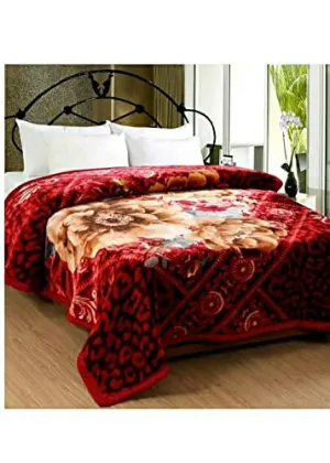 ELSTONE HOME Woollen Blend Self Design Double Blanket (220 cm x 240 cm, Gold)