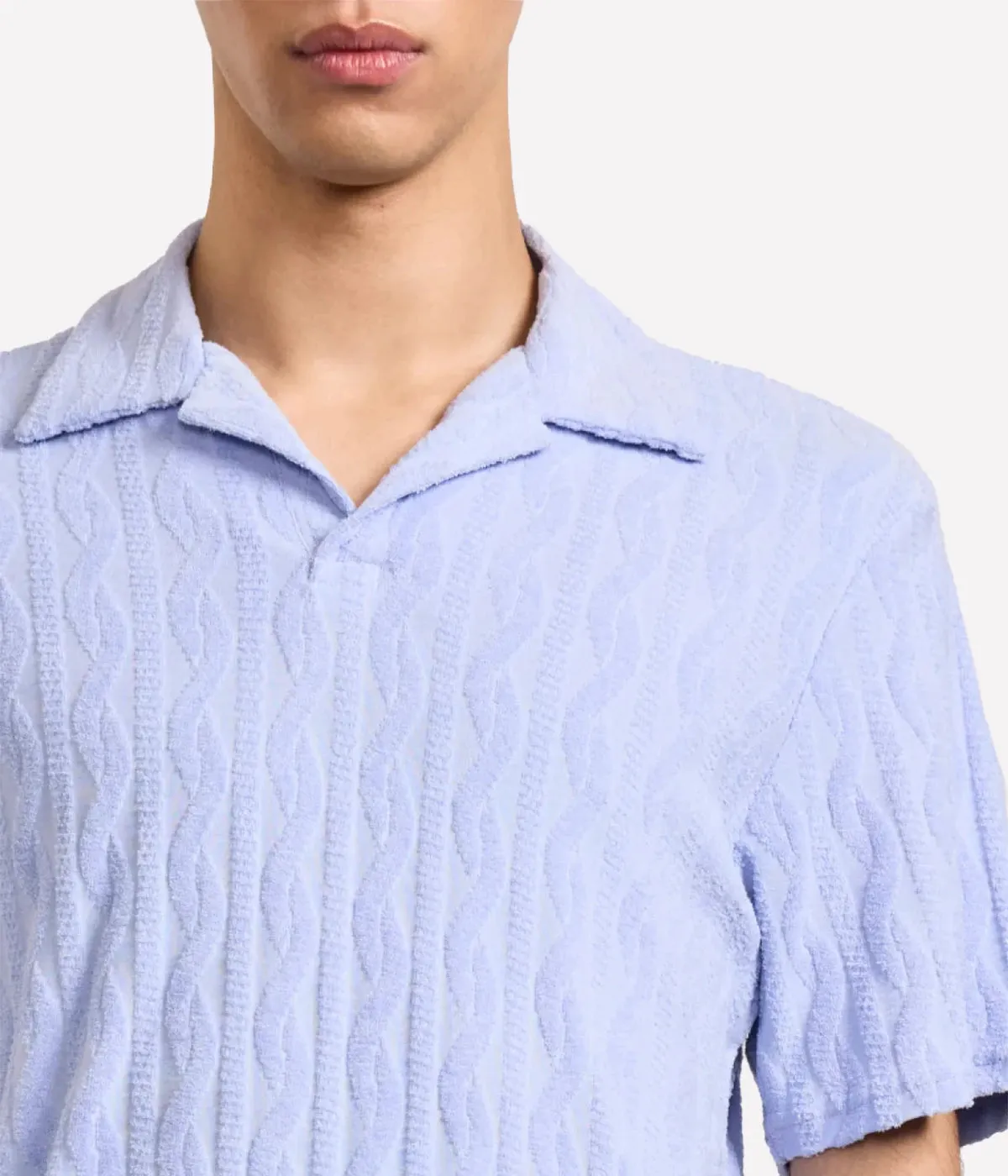 Faustino Jacquard Terry Shirt in Chambray Blue