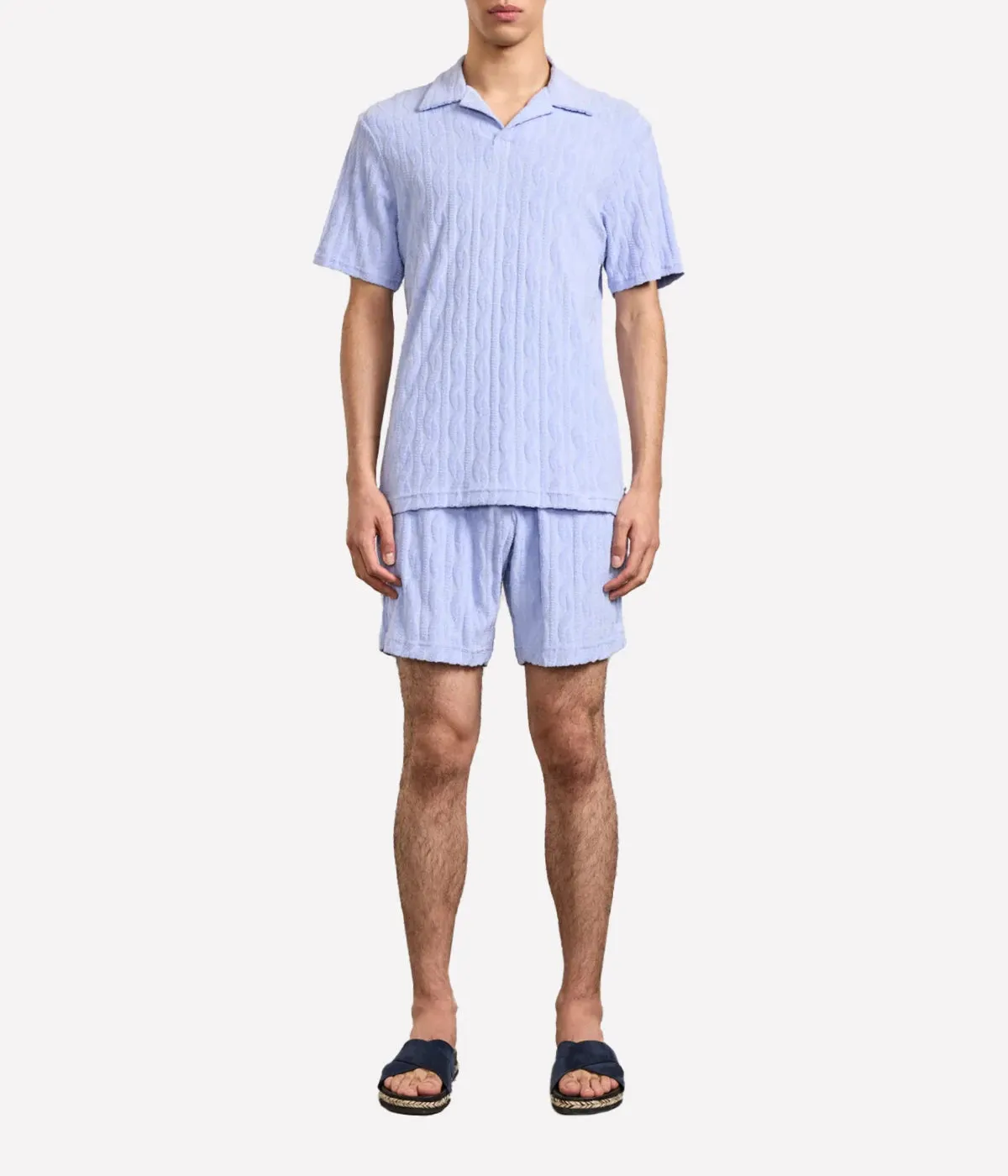 Faustino Jacquard Terry Shirt in Chambray Blue