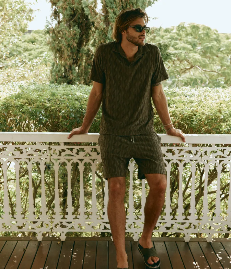 Faustino Jacquard Terry Shirt in Seawood