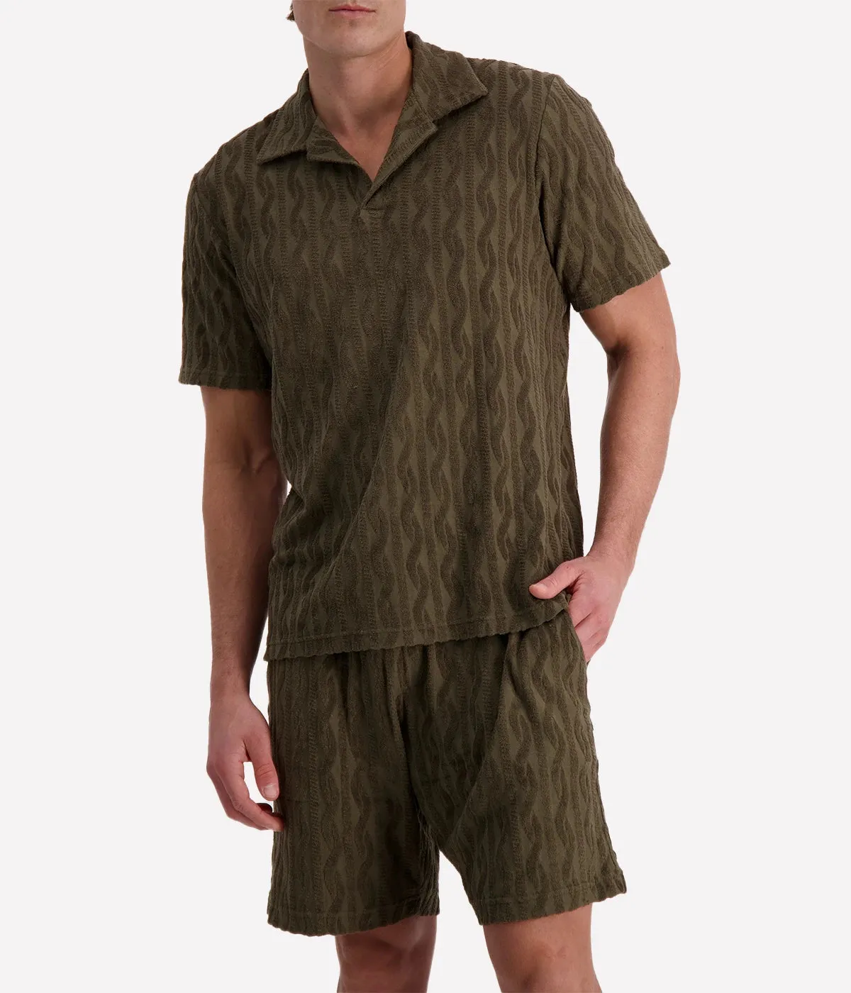Faustino Jacquard Terry Shirt in Seawood