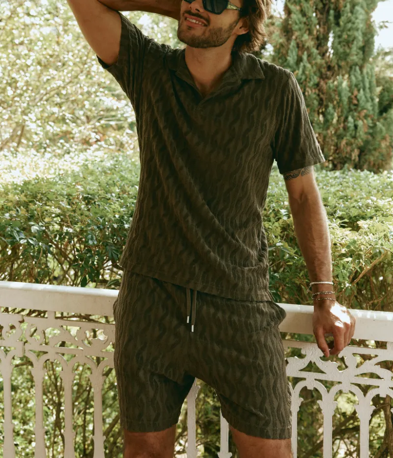 Faustino Jacquard Terry Shirt in Seawood