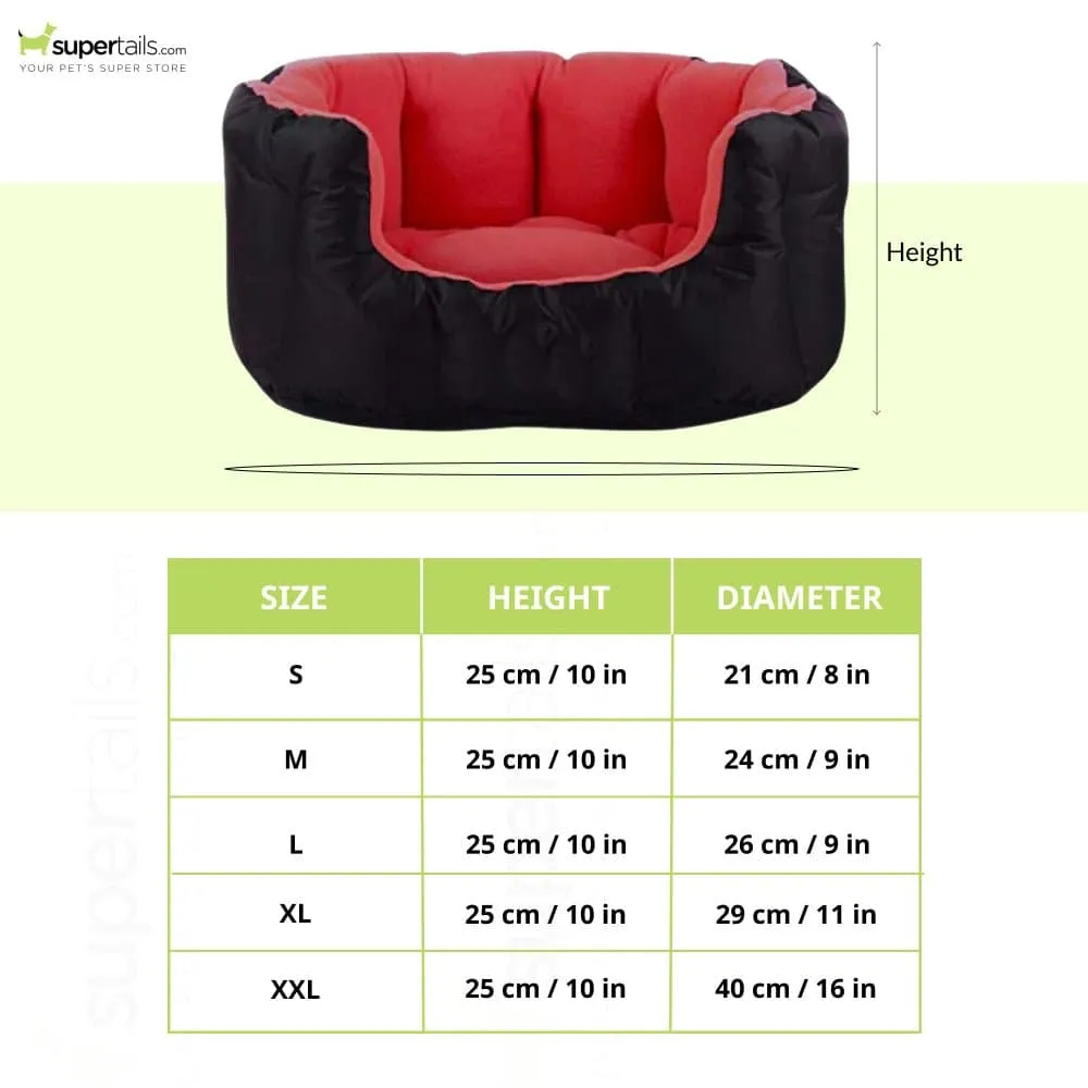 Fluffy's Pawsome Reversable Dual Color Ultra Soft Ethnic designer Bed for Dogs and Cats (Red/Black)