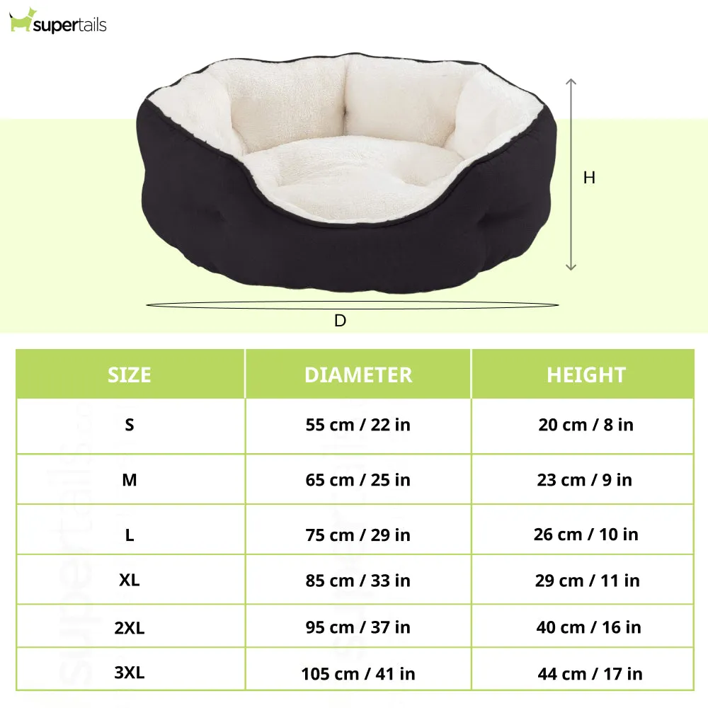 Fluffy's Pawsome Round Washable Bed for Dogs and Cats (Black)