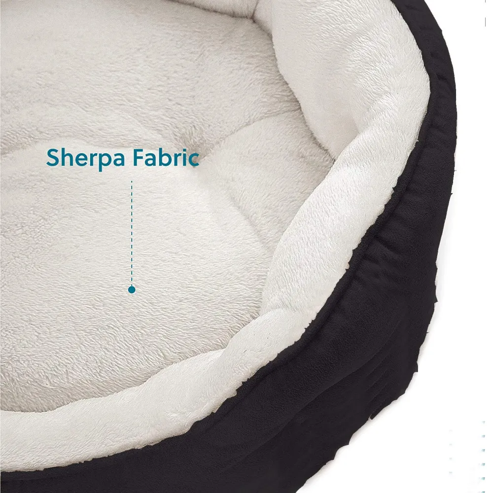 Fluffy's Pawsome Round Washable Bed for Dogs and Cats (Black)
