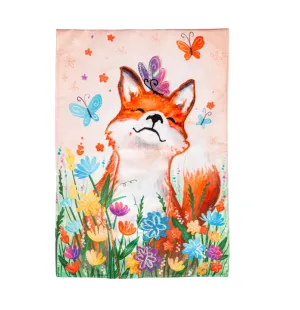 Fox and Wildflowers Linen Garden Flag