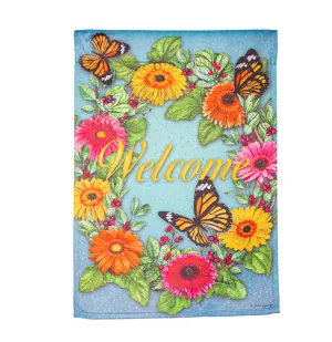 Gerbera Butterflies Suede Garden Flag