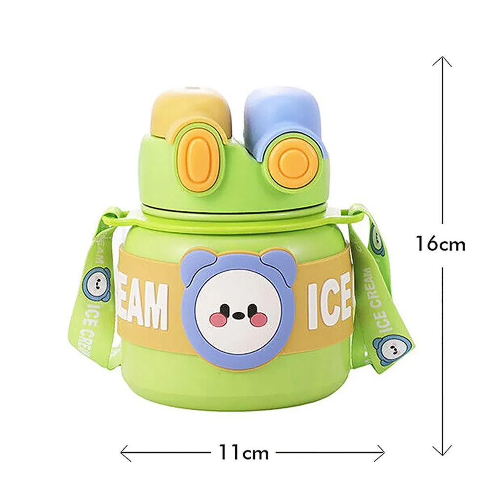 Green 2 way Lid Style Icecream Theme Kids Water Bottle, 850ml