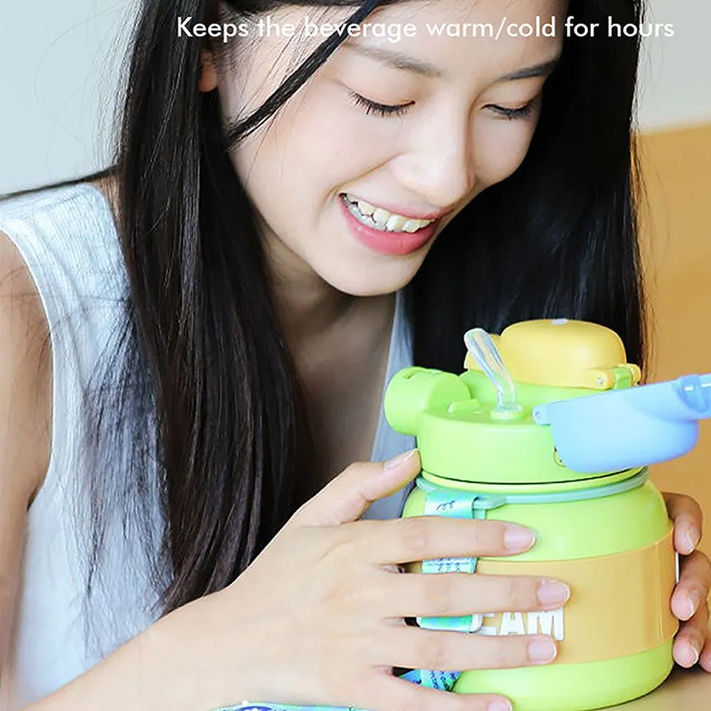 Green 2 way Lid Style Icecream Theme Kids Water Bottle, 850ml