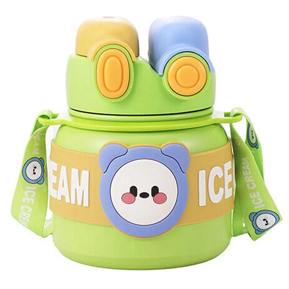 Green 2 way Lid Style Icecream Theme Kids Water Bottle, 850ml