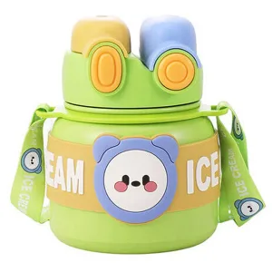 Green 2 way Lid Style Icecream Theme Kids Water Bottle, 850ml