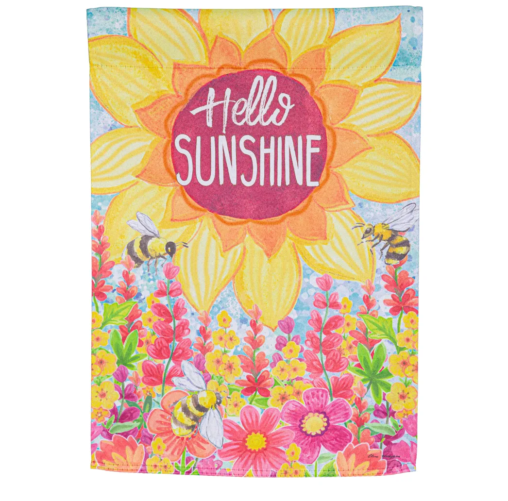 Hello Sunshine Suede Garden Flag