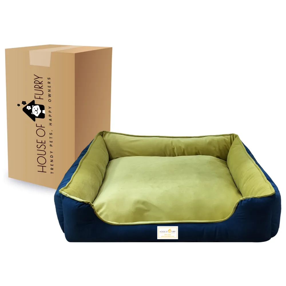 House of Furry Turkish Velvet Bolster Oliver Bed for Dogs and Cats (Multicolor)
