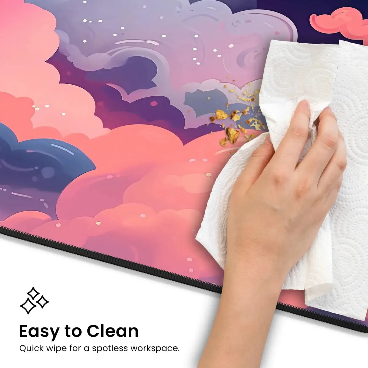 Kawaii Anime Desk Mat – Pastel Pink Night Sky Mouse Pad & Gaming Mat
