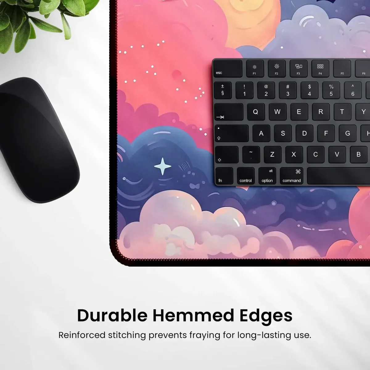Kawaii Anime Desk Mat – Pastel Pink Night Sky Mouse Pad & Gaming Mat