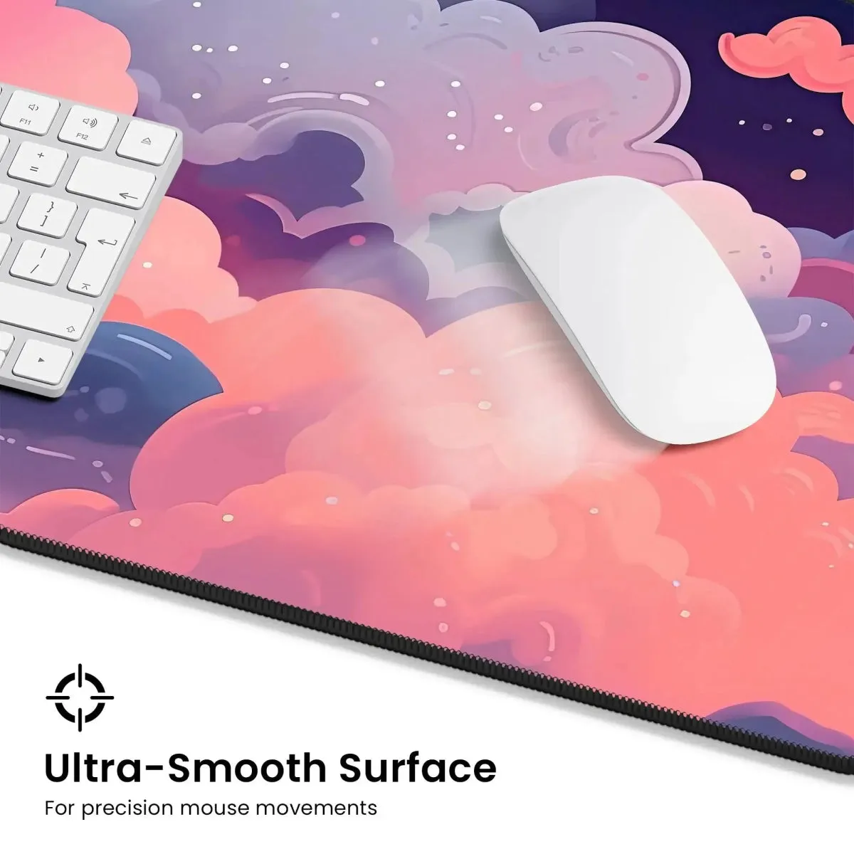 Kawaii Anime Desk Mat – Pastel Pink Night Sky Mouse Pad & Gaming Mat