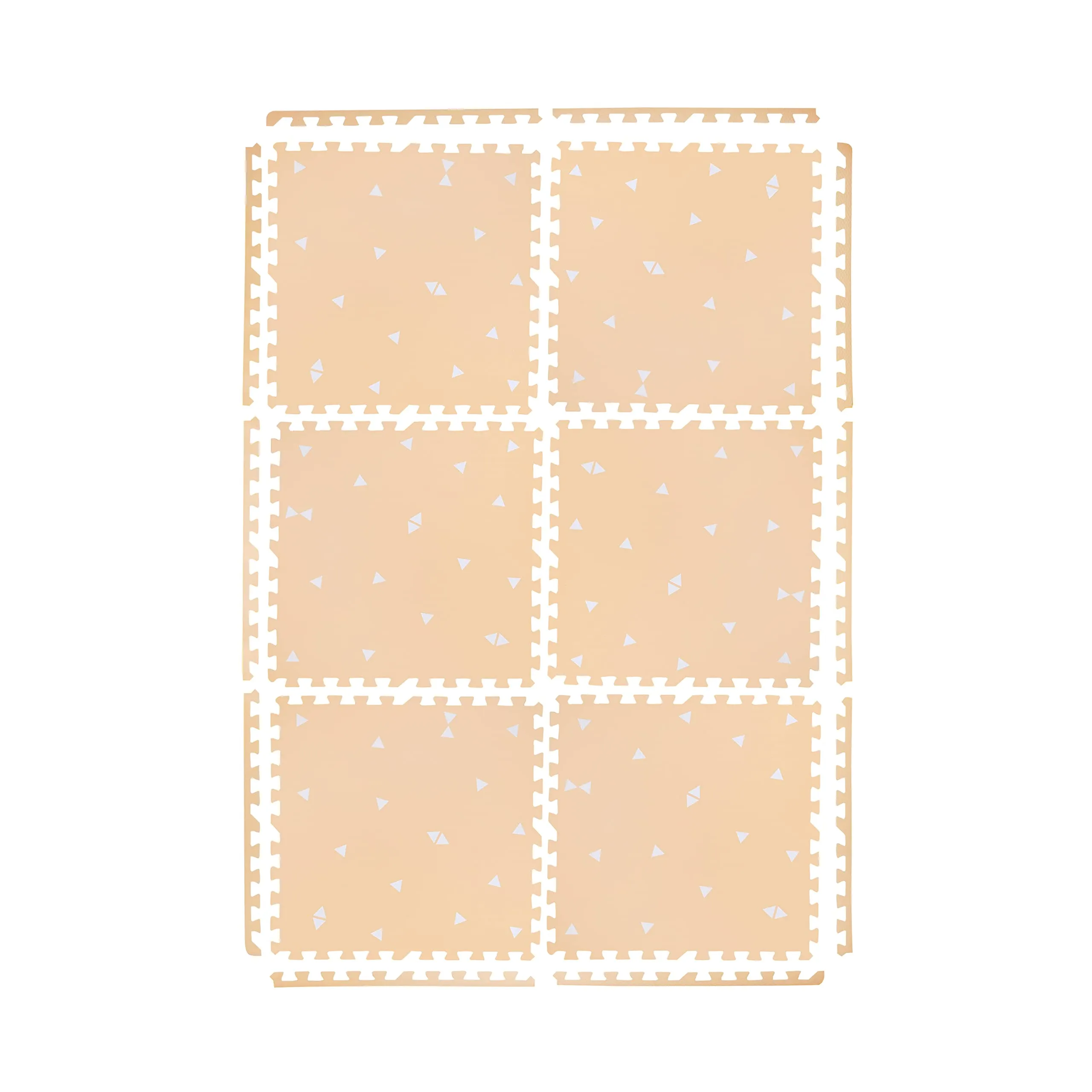Kind and Me Baby Play Mats Kids Playing Mats Cushion Foam Interlock Floor Tiles for Infants Toddlers Kids Children 610x610x12mm (Set of 6, 24 Sqft, Triangles on Peach)