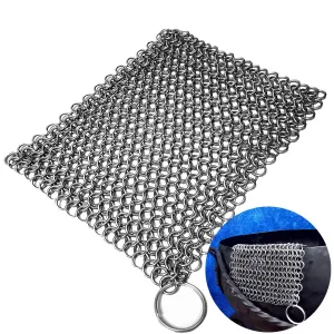 Mythrojan Chainmail Stainless Steel Scrubber: Ideal for Cleaning Cast Iron Skillet, Wok, Cooking Pot, Griddle or Cast Iron Cauldron Maintenance