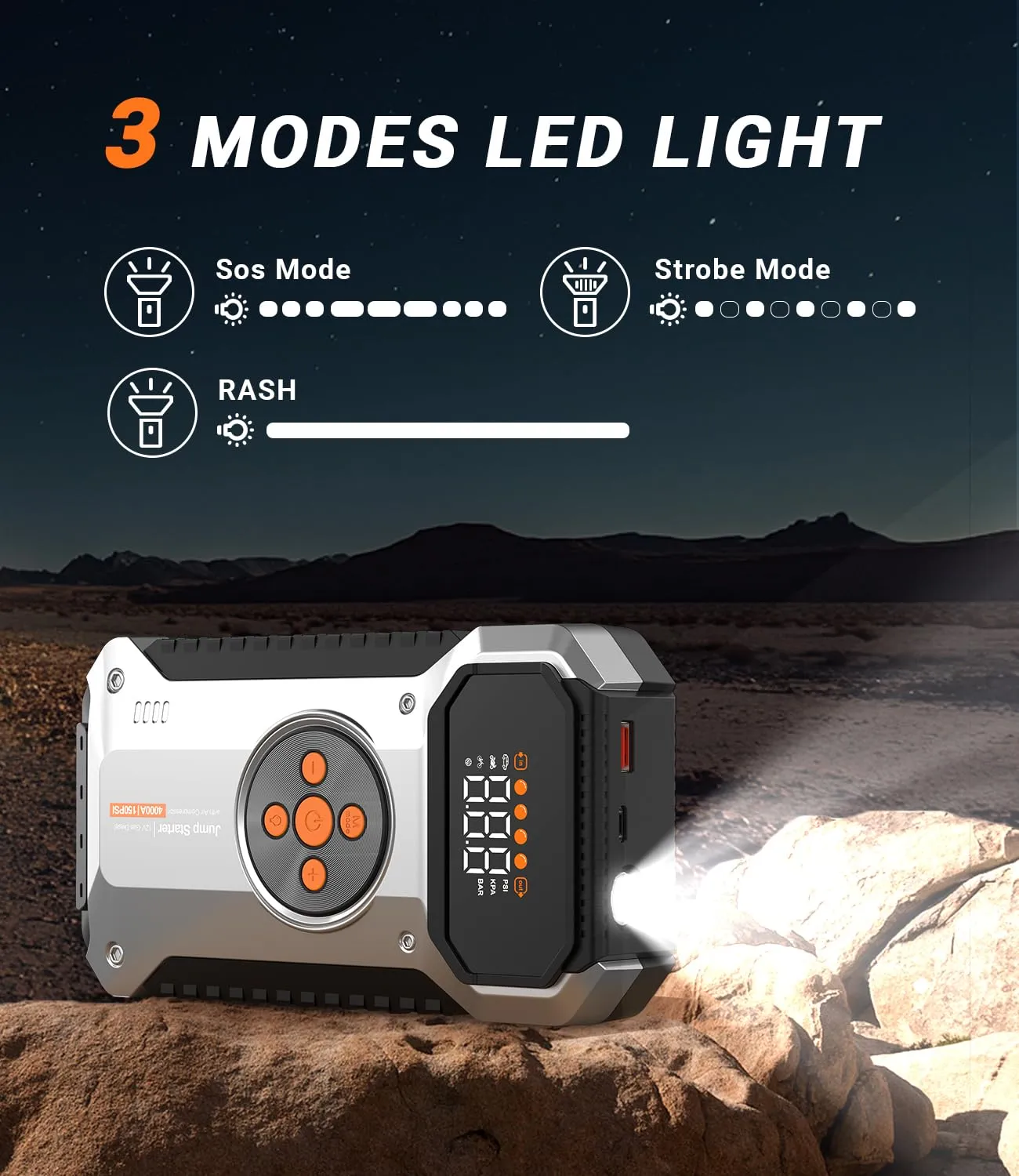 Portable Car Jump Starter with Air Compressor