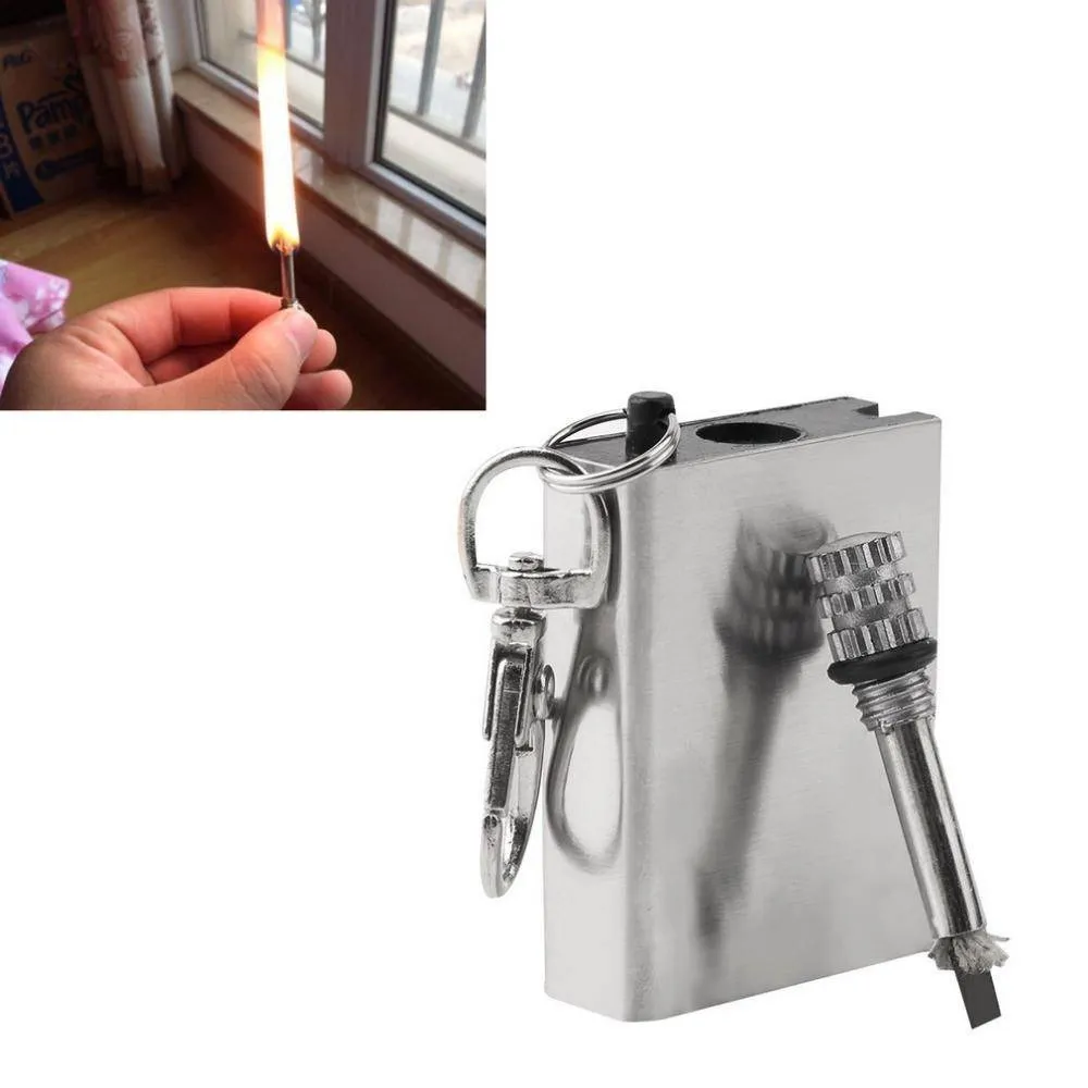 Portable Flint Match Lighter - Fire Starter Metal Construction for Outdoor Survival