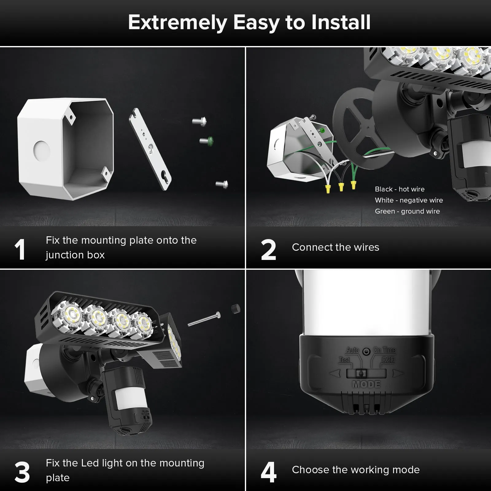 Rectangle 36W LED Security Light (Dusk to Dawn & Motion Sensor)