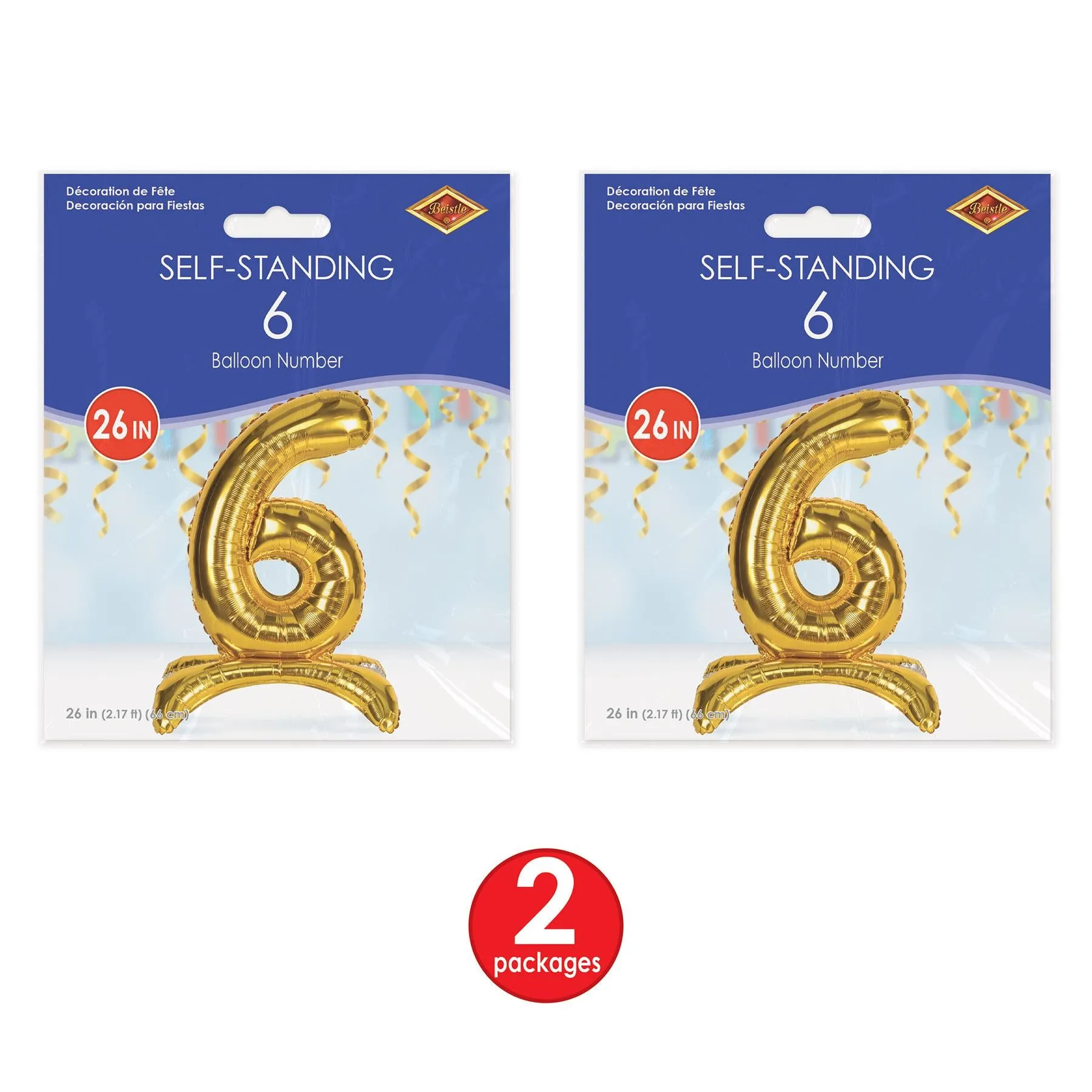 Self-Standing Balloon Number 6 (6 Packages)